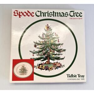 Vintage NOS Spode Christmas Tree Tidbit Tray w/Handle England S3324 NEW
